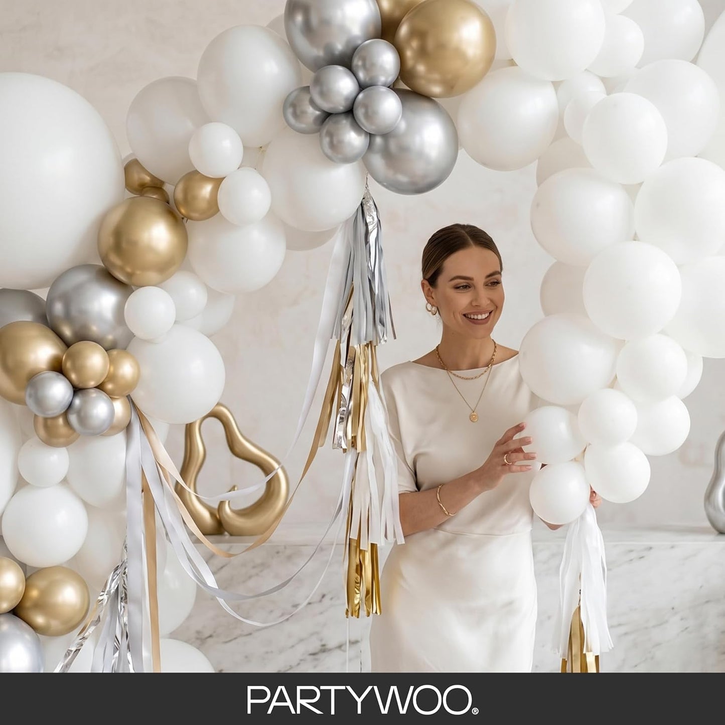 PartyWoo White Balloons 140 pcs Different Sizes of 18 12 10 5 Inch White Balloons Arch Kit Garland for Wedding Baby Shower Birthday Bridal Shower Graduation Engagement Party Decorations White-Y13