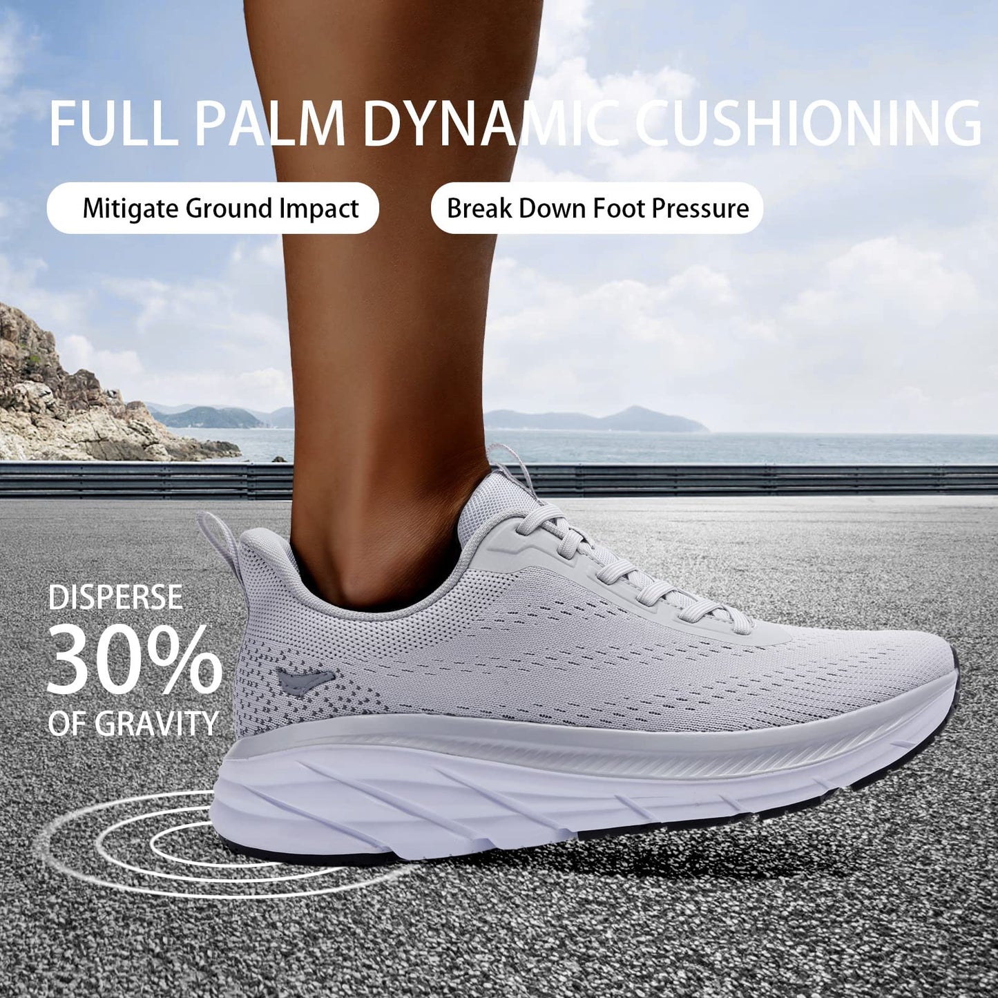 Grand Attack Men's Road Running Walking Shoes | Max Cushioned Comfort | Durable Non-Slip | Breathable Athletic Tennis Cross-Training Sneakers