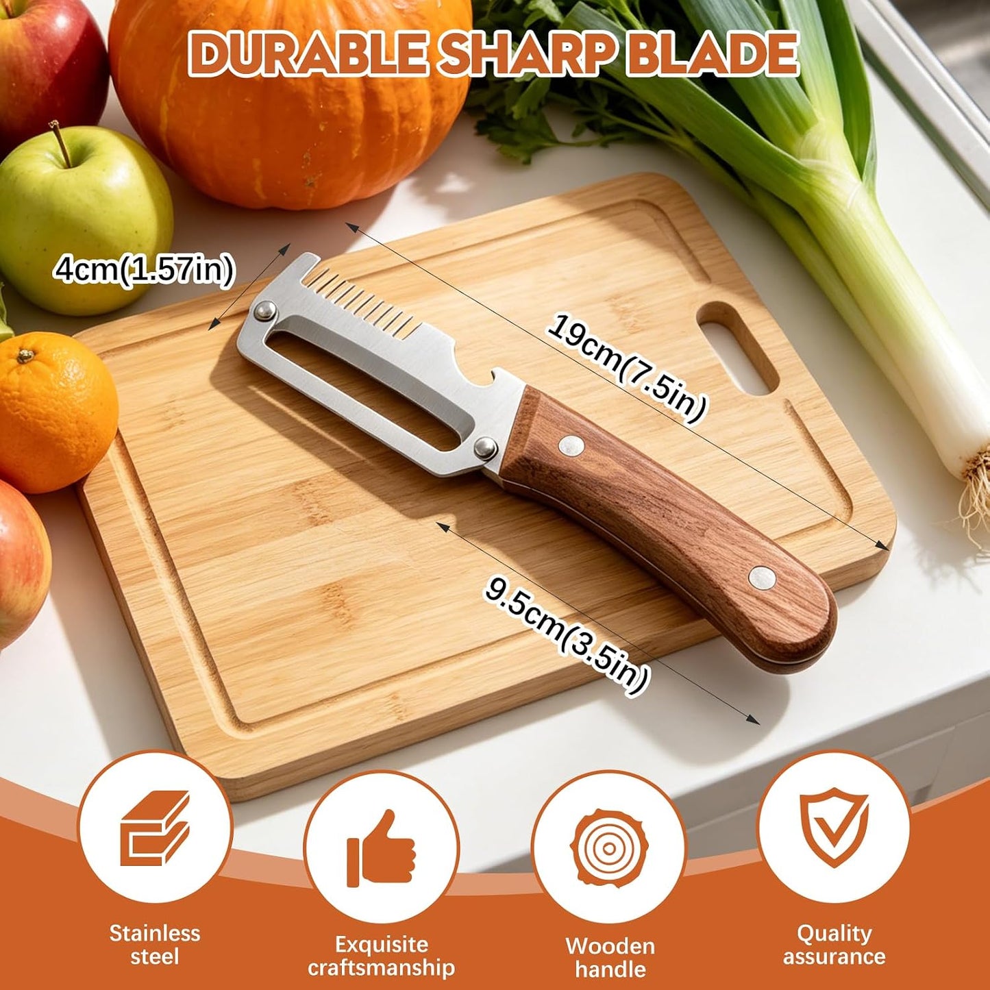 Left & Right Hand Vegetable Peeler Set with Scallion Slicer & Bottle Opener