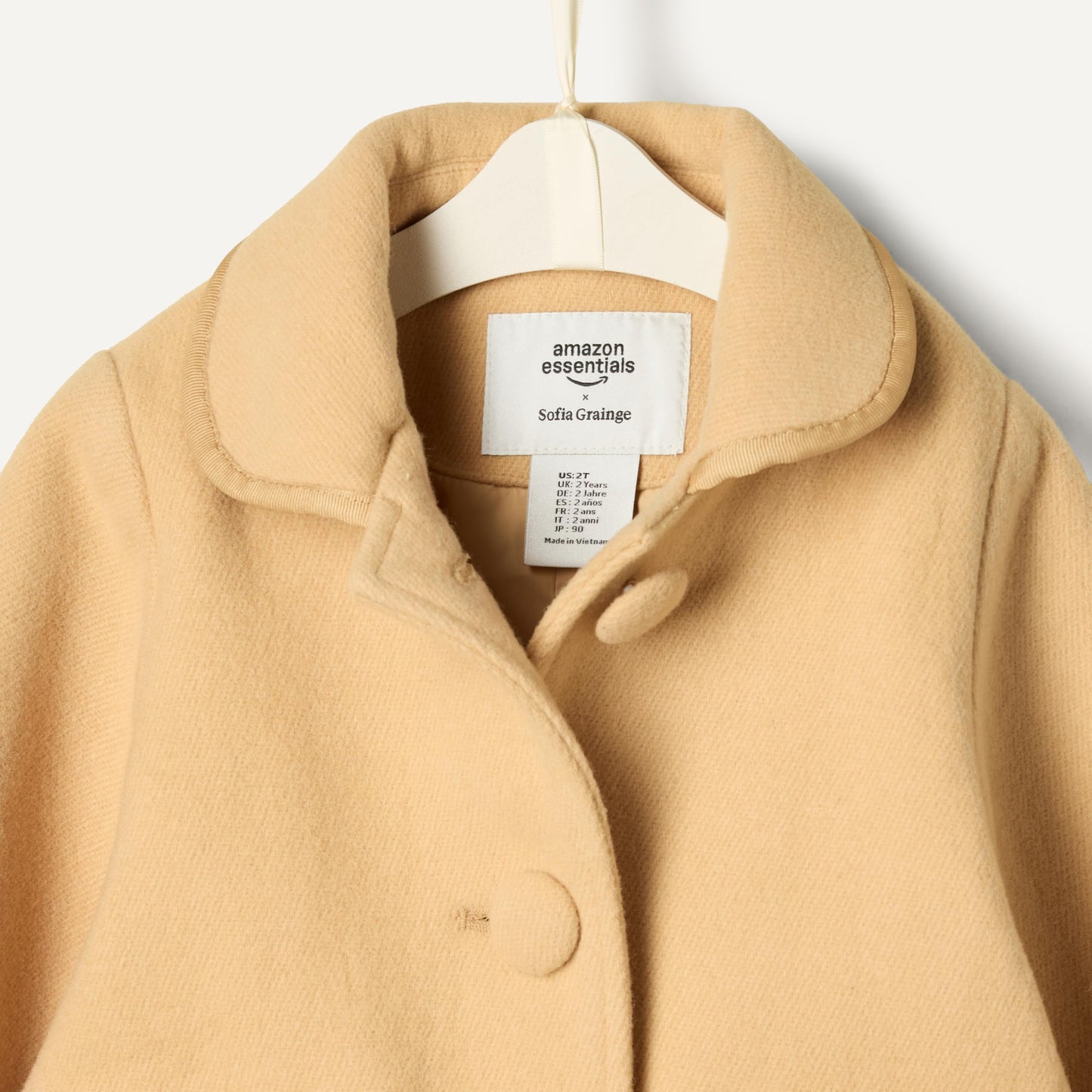 Amazon Essentials x Sofia Grainge Toddlers and Baby Girls' Wool Blend Dress Coat