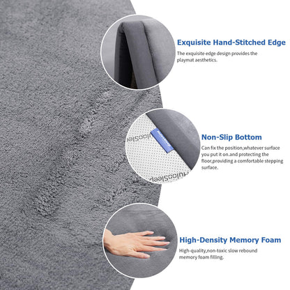 Huloo Sleep Ultra Soft Baby Spielmatte für den Boden, 3,3 cm dicke Elasti-Foam 127x127 cm Laufgittermatte für Kleinkinder, rutschfeste Rückseite, sicher zum Krabbeln und für die Bauchlage, Tatami-Stil (Dunkelgrau)