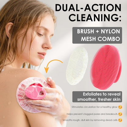 INNERNEED Duschbürste aus weichem Silikon in Lebensmittelqualität, Hand-Körperbürste zur Hautreinigung, sanftes Peeling, gute Schaumbildung (Schwarz)