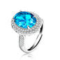 Created Sapphire Blue Cubic Zirconia Wedding Rings for Women, Open Size, Engagement Statement Jewelry Y664
