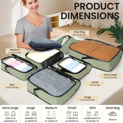 BAGAIL 4er-Set Kompressions-Packwürfel Reise-erweiterbare Packorganizer (Schwarz, 4er-Set)