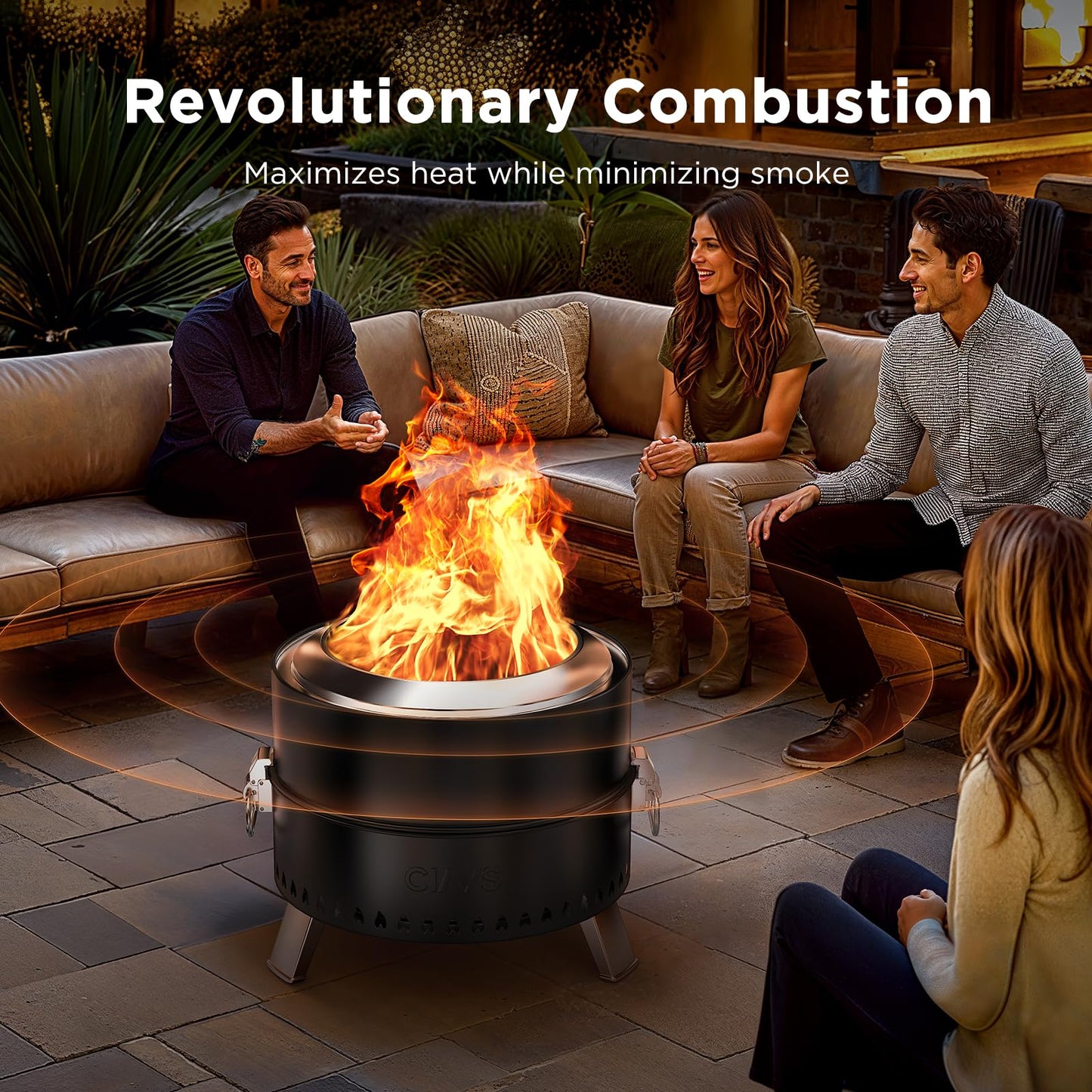 CIAYS Smokeless Firepit, 19 Inch Fire Pit for Camping with Patented Technology, Portable Fire Pit for Outside with Steel Grill Rack, Fire Poker, and Bag, Easy Setup and Storage, Wood Burning