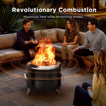 CIAYS Smokeless Firepit, 19 Inch Fire Pit for Camping with Patented Technology, Portable Fire Pit for Outside with Steel Grill Rack, Fire Poker, and Bag, Easy Setup and Storage, Wood Burning