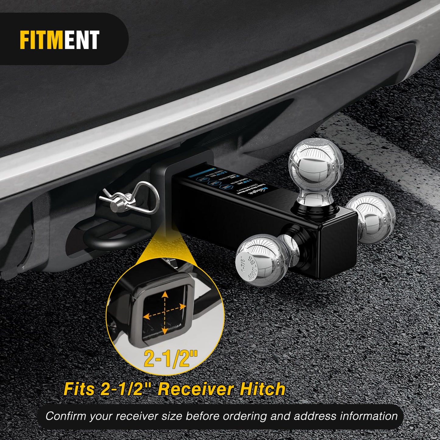 Nilight Anti-Theft Shackle Hitch Receiver 2Inch 45000 LBs Breaking Strength 3/4" Anti-Theft D Ring Shackle 5/8" Trailer Hitch Lock Pin Heavy Duty Solid Towing Kit for Trucks Off Road (Black)