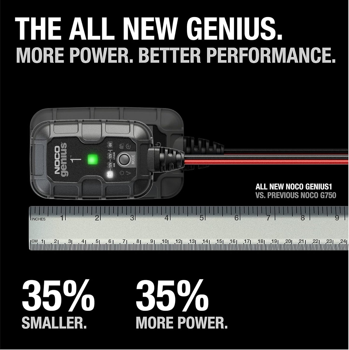 NOCO GENIUS1: 1A 6V/12V Smart-Batterieladegerät – Automatisches Erhaltungsladegerät, Trickle Charger & Desulfator mit Überladungsschutz & Temperaturkompensation – für Blei-Säure- & Lithiumbatterien