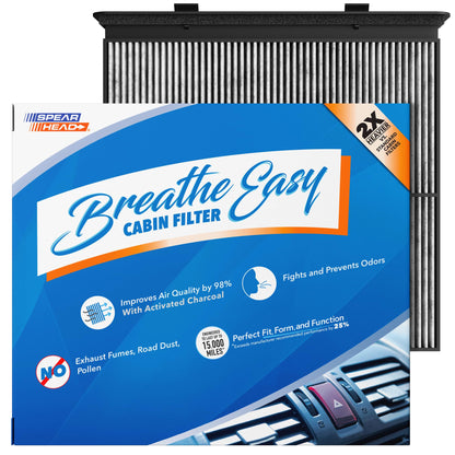 Spearhead Odor Defense Breathe Easy AC & Heater Cabin Filter | Fits Select 2016-2025 Toyota, Lexus, Subaru, 2016-2023 CX-9 Like OEM | Up to 25% Longer Lasting w/Activated Carbon (BE-157)