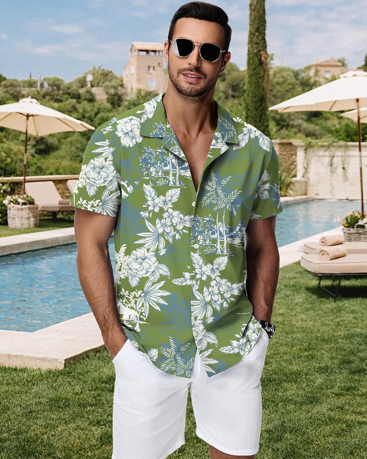HMIYA Herren Hawaiihemden Kurzarm Button-Up Hemd Herren S-3XL