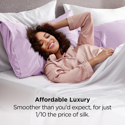 Bedsure Satin-Kissenbezug, Queen-Size, 2er-Pack, Seidenkissenbezügen ähnlich, seidige Kissenhüllen mit Hotelverschluss, Raumdeko, Valentinsgeschenke für Frauen und Männer, Grau, 50x75 cm