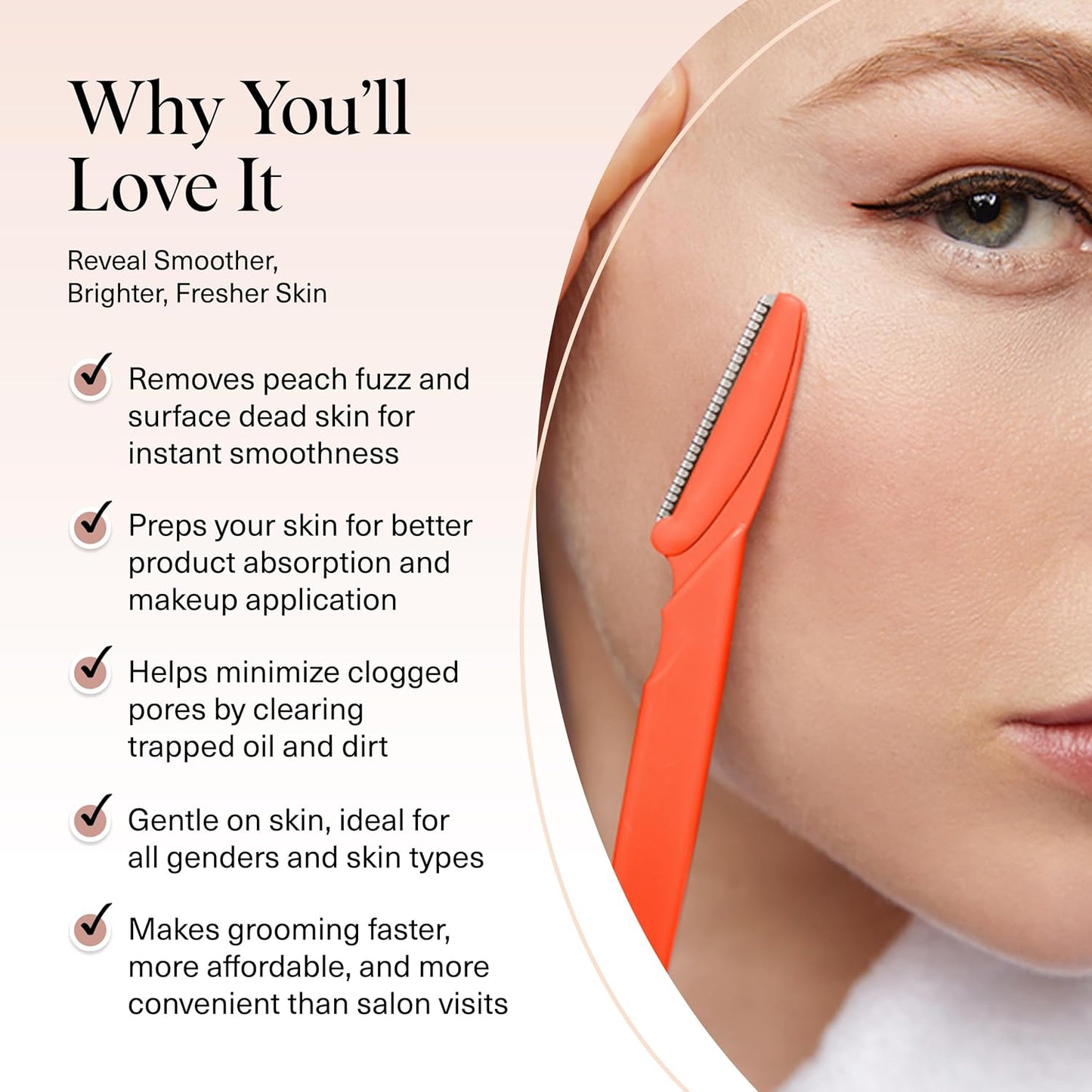 Kitsch Dermaplaning-Rasierer für Damen & Herren – Gesichtsrasierer, Augenbrauenrasierer & Gesichtshaarentferner – Peeling-Gesichtsrasierer & Hautpflege-Tool für glattere Haut – Terracotta, 12 Stück