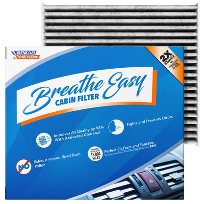 Spearhead Odor Defense Breathe Easy AC & Heater Cabin Filter | Fits Select 2016-2025 Toyota, Lexus, Subaru, 2016-2023 CX-9 Like OEM | Up to 25% Longer Lasting w/Activated Carbon (BE-157)