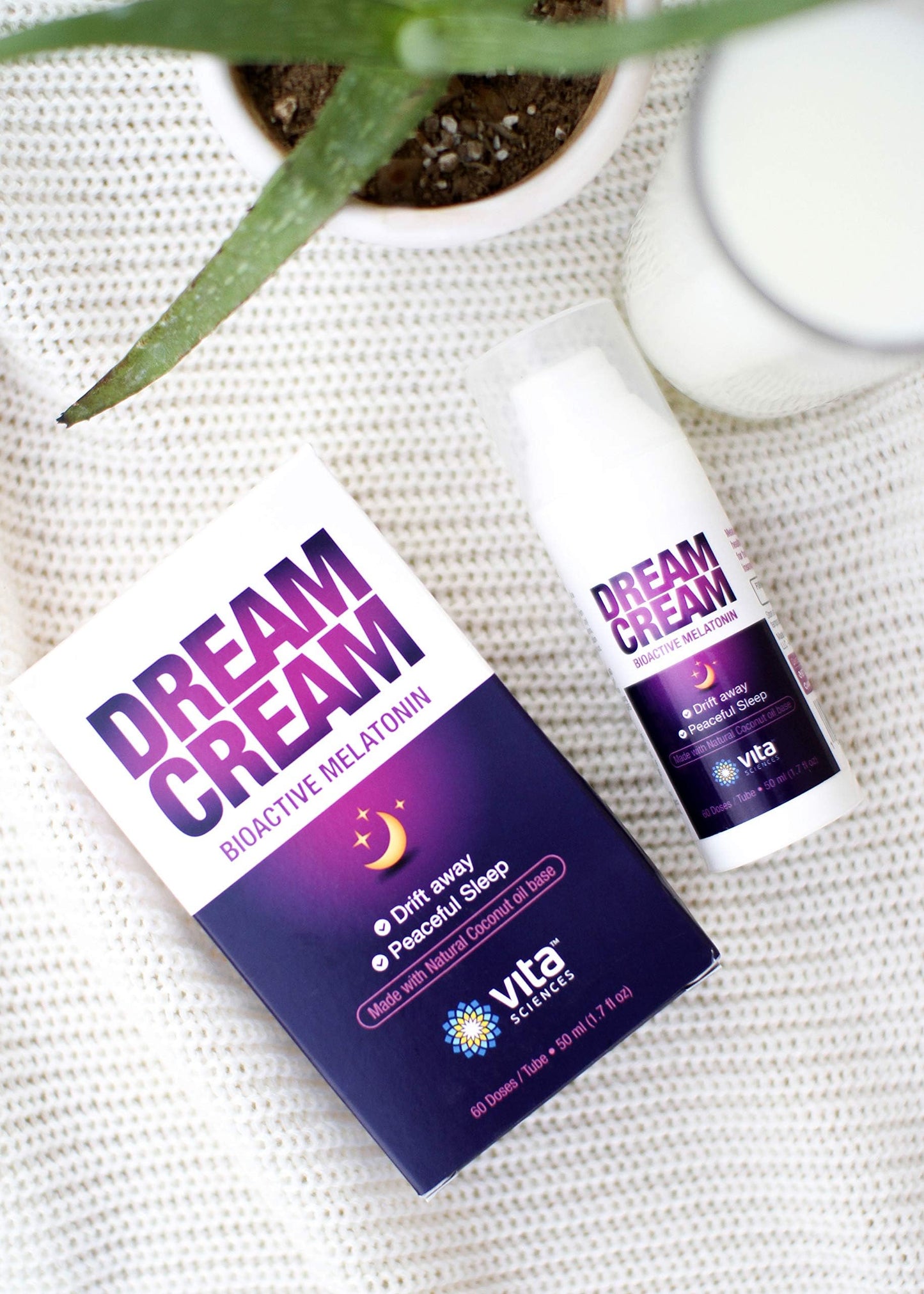 Vitasciences Dream Cream Melatonin 3mg - The Best Natural Sleep Aid, Topical Sleep Cream Is a Safe Alternative to Sleeping Pills. Fragrance-Free Lotion - Pack of 6