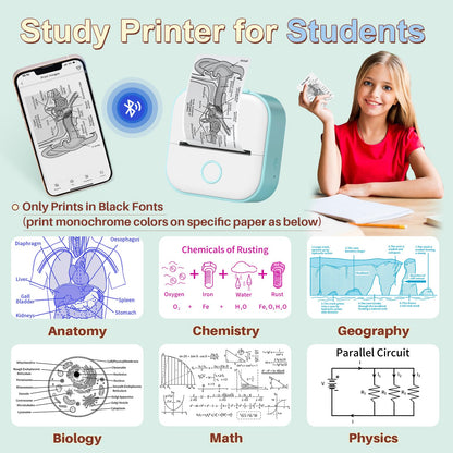 Memoking Mini-Drucker - T02 Aufkleberdrucker, Druckkapsel, tragbarer thermischer tintenloser Aufkleberhersteller, Bluetooth-Taschen-Minifotodrucker, Sofortdruck, Smart AI APP, für Studentenstudiennotizen, Tagebuch, Heimwerker, Geschenk