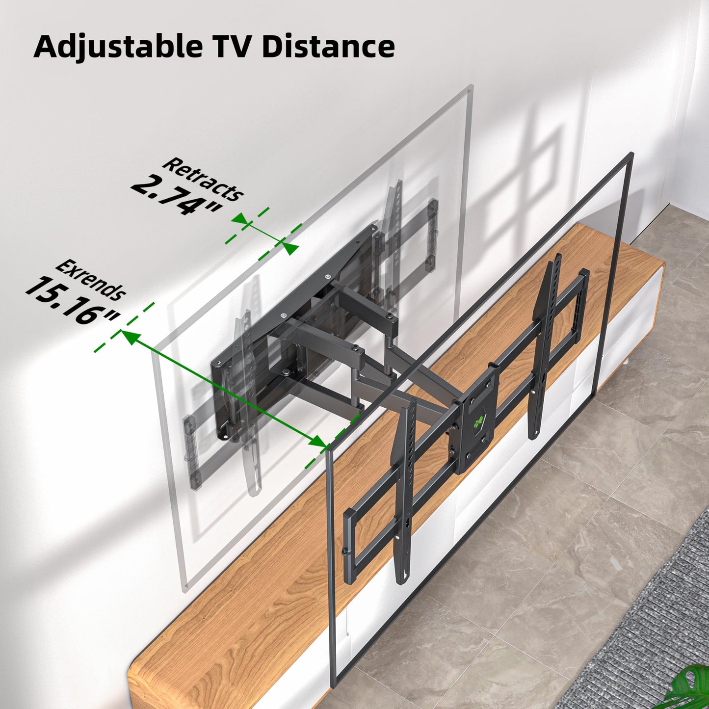 Full Motion TV Wall Mount for Most 37"-84" Flat Screen TV, Swivel or Tilt TV Wall Bracket with Dual Articulating Arms, for 12"-16" Wood Studs, Max VESA 600x400mm, Load 120 lbs by USX MOUNT