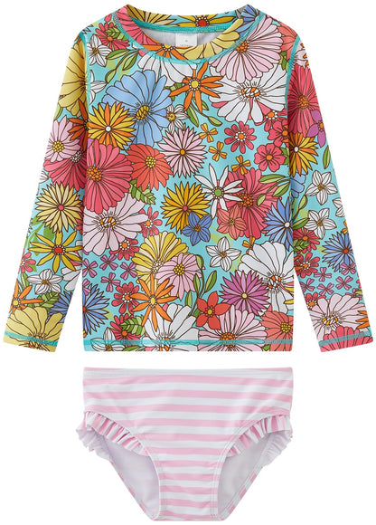 UMELOK Toddler and Little Girls Rash Guard Sets with Bikini Bottoms Swimwear