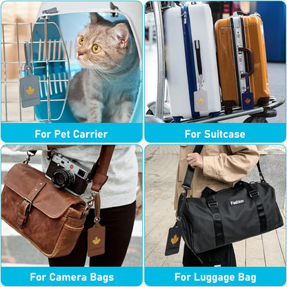 4 Pack Luggage Tag, Anyos PU Leather Travel Bag Labels Suitcase Baggage Tags with Name ID Card Privacy Protection