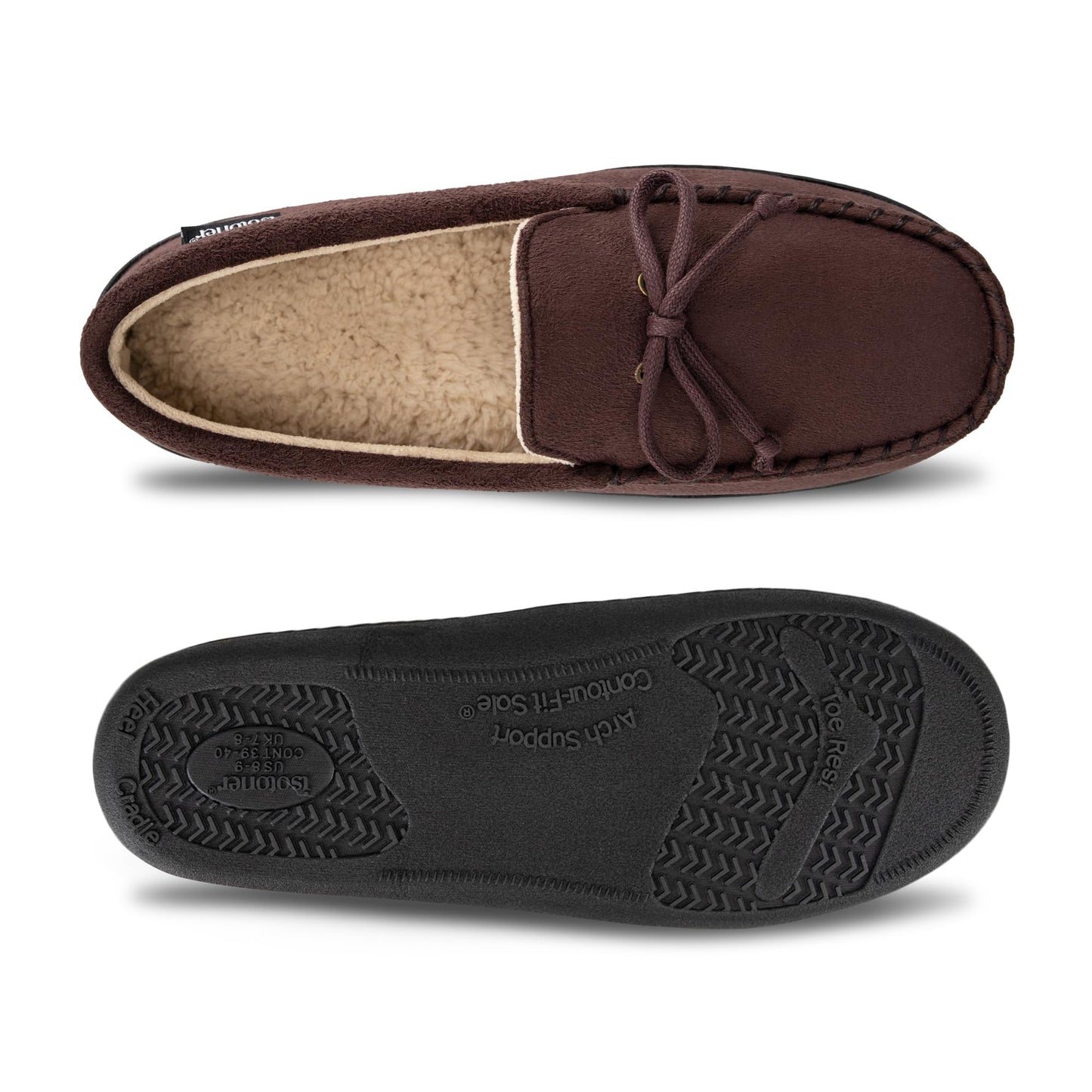 isotoner Men's Slip-on Indoor/Outdoor Microsuede Memory Foam Comfort Moccasin Slippers