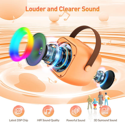 Mini Karaoke Machine for Kids Adults, Portable Bluetooth Speaker with 2 Wireless Microphone, Birthday Gifts for Girls Boys Ages 4, 5, 6, 7, 8, 9, 10, 12+ Years Old (Pinkcolor)