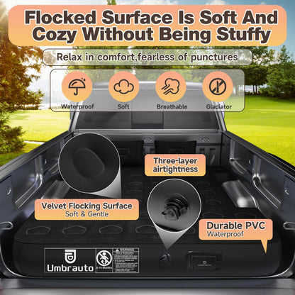 Umbrauto Car Air Mattress Backseat| Inflatable Truck Back Seat Camping Airbed for SUV Rear Seat, Blow Up Sleeping Travel Bed for Van Trunk with Pump & Pillows