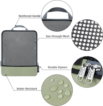 BAGAIL 4er-Set Kompressions-Packwürfel Reise-erweiterbare Packorganizer (Schwarz, 4er-Set)