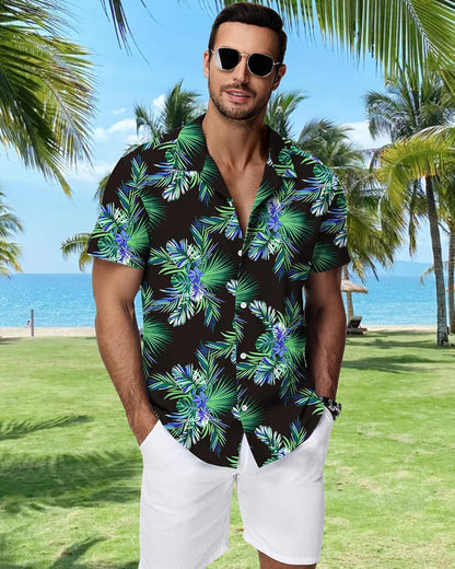 HMIYA Herren Hawaiihemden Kurzarm Button-Up Hemd Herren S-3XL
