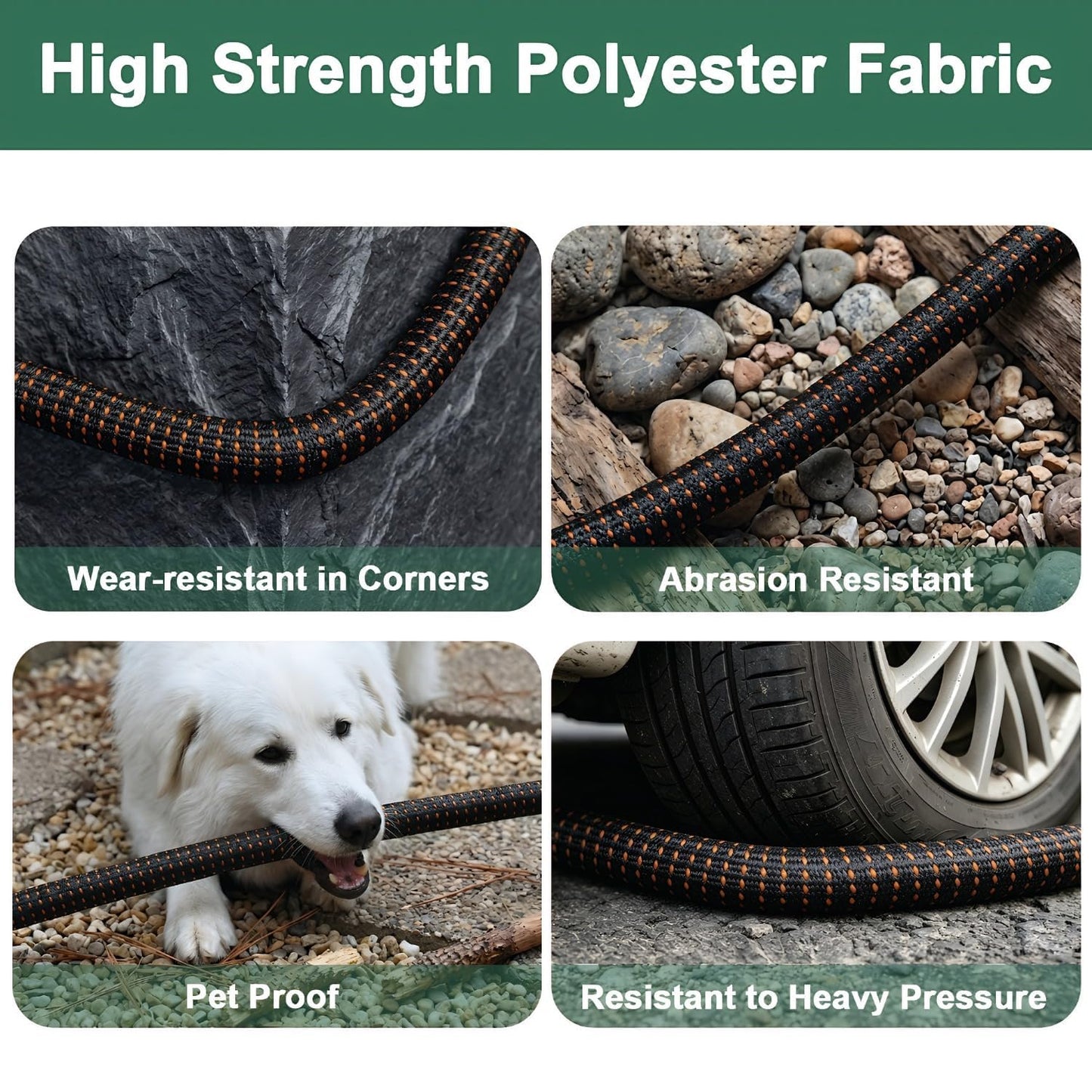 50FT Flexible Garden Hose & 10Modes Nozzle,None Expanding Lightweight Water Hose,Kink-Free,All-Weather 3/4 in. Hose for RV,Boat,Car Wash,Garden,Yard,Camper,Outdoor (Orange-Black, 50 Feet)