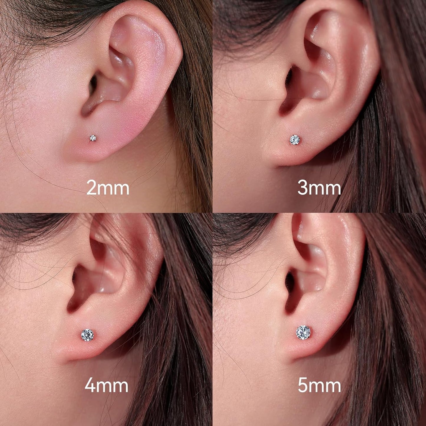 Limerenz Hypoallergene F136 Titan Schraub-Perlen-Ohrstecker (Flat Back Sleeper Earrings) Implantatqualität 20G Kleine Ohrstecker für empfindliche Ohren (5mm Perle)
