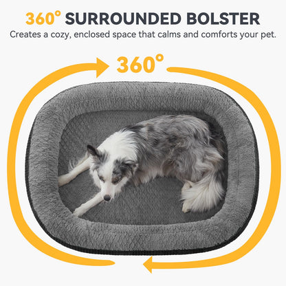 JOEJOY Orthopedic Dog Beds Large Sized Dog, XL Egg-Crate Memory Foam Pet Couch Bed with Bolster Sides, Waterproof Lining, Removable Washable Cover & Non-Slip Bottom, Brown