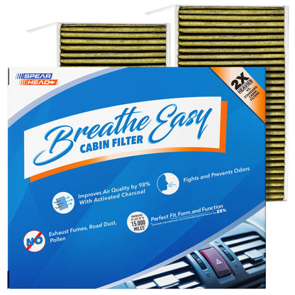 Spearhead Odor Defense Breathe Easy AC & Heater Cabin Filter | Fits Select 2016-2025 Toyota, Lexus, Subaru, 2016-2023 CX-9 Like OEM | Up to 25% Longer Lasting w/Activated Carbon (BE-157)