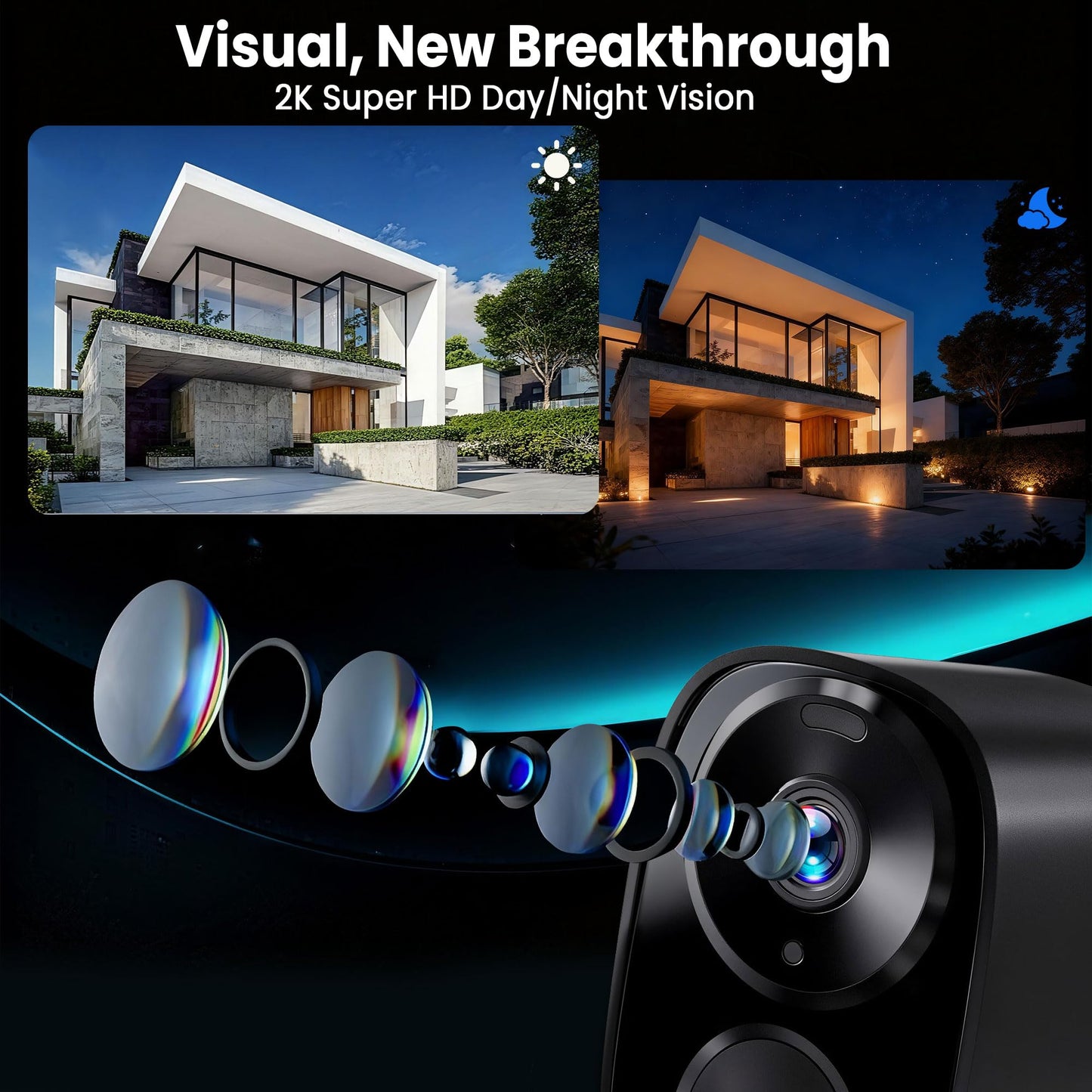 2026 Enhanced 2K UHD Security Cameras Wireless Outdoor – Free Cloud & SD Storage, Dual-Band WiFi 2.4G/5G, Full-Color Night Vision, 6-Month Battery, Motion Alerts, IP66 Weatherproof, 2-Way Talk