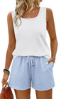 WIHOLL Two Piece Sets for Women Summer Lounge Short Sets Tank Square Neck Sleeveless Sweatsuit with Pocket