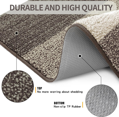Grandaily Fußmatte für Innenbereich, 50 x 80 cm, rutschfest, Schmutzfänger, saugfähig, für die Haustür, waschbar, gestreift, für den Innenbereich, flach, Willkommensmatte, Eingangsmatte, Grau