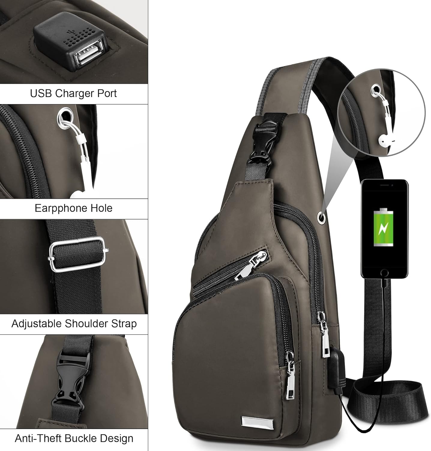 Wasserdichte Sling Bag Umhängetasche für Herren Damen Sling Rucksack Wanderrucksack Mehrzweck Cross Body Brusttasche