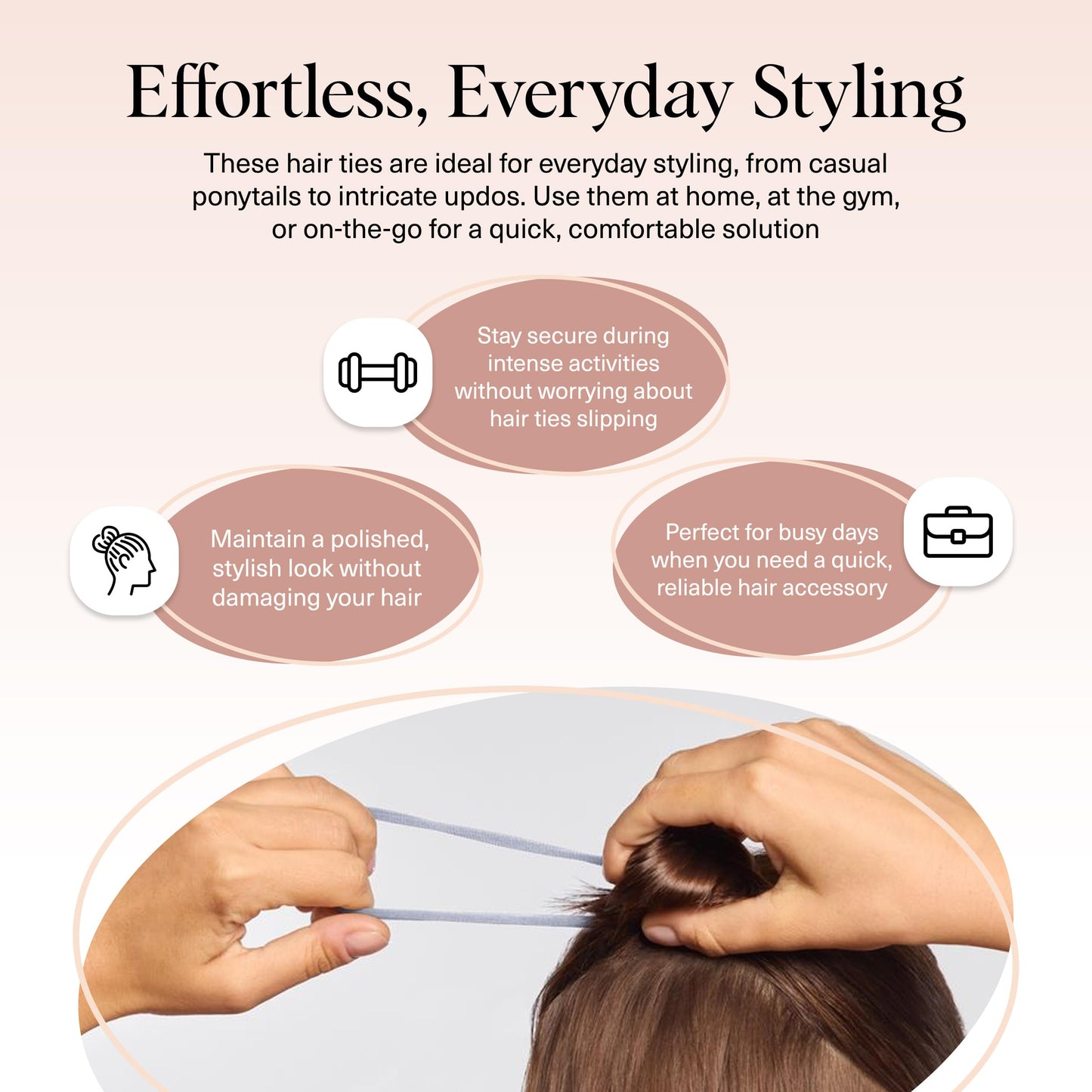 Kitsch Schwarze Haargummis ohne Haarschäden – Starke, dehnbare Haarbänder | Weiche Nylon-Pferdeschwanzhalter, ziepen nicht, ideal für Hochsteckfrisuren und Zöpfe | Ideale Geschenke für Frauen – Schwarz, 20 Stück