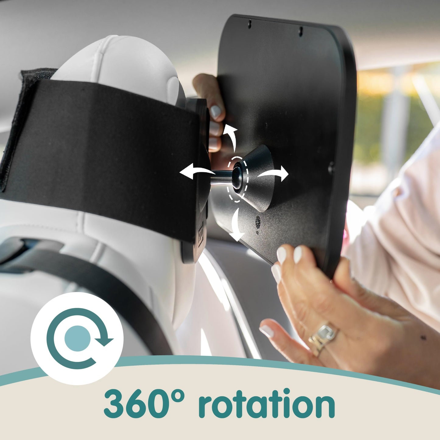Onco Baby-Autospiegel für nach hinten gerichtete Kindersitze (2 Stück) – 100 % bruchsicher & rüttelfest, preisgekrönter konvexer Autospiegel für Babys mit 360°-Drehung, Neugeborenen-Essentials (24,4 x 17,5 cm)