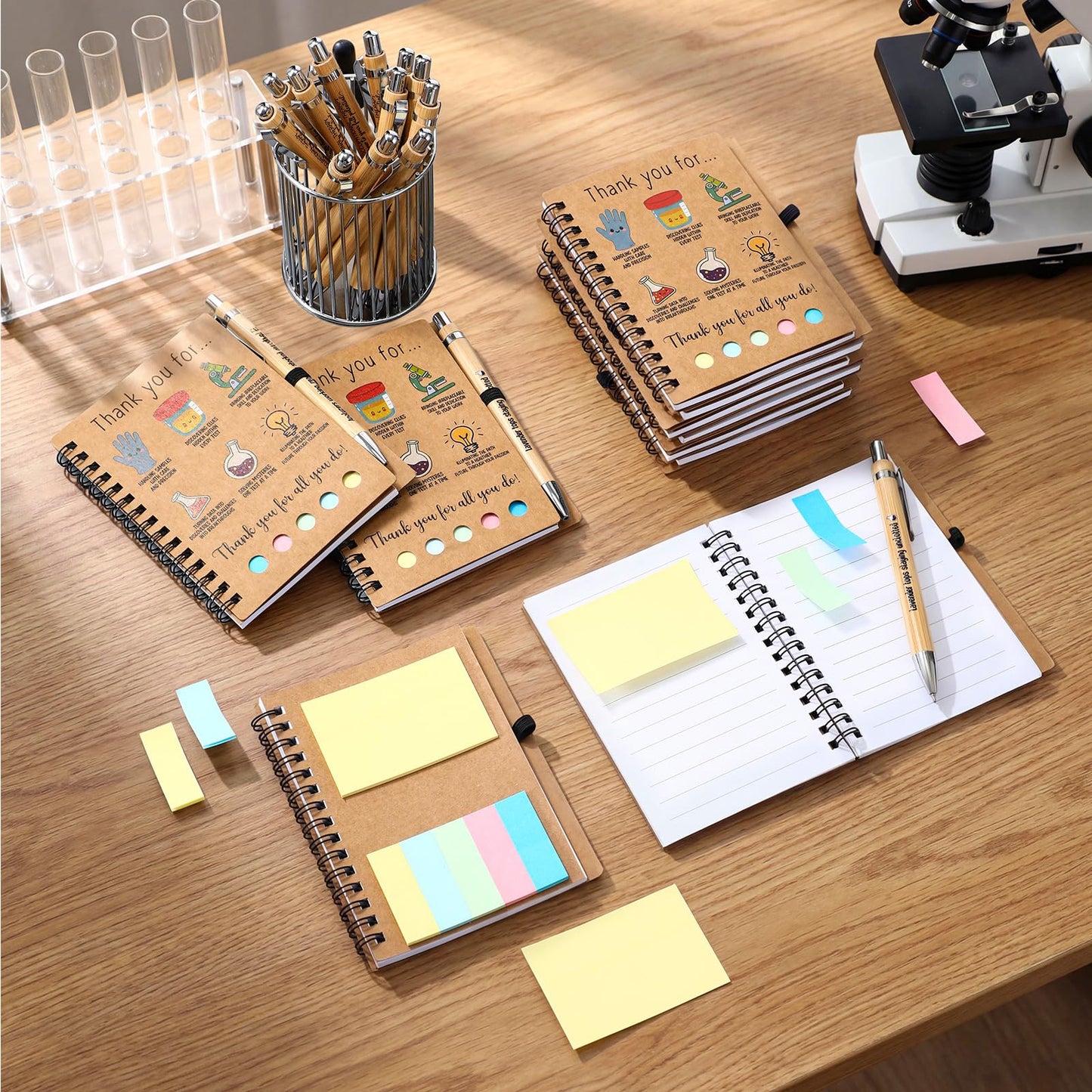 Jetec 48 Set 2026 CNA Week Gifts Bulk Nurse Appreciation Gift Set Small Inspirational Kraft Spiral Nursing Notebooks with Sticky Notes Pens for Healthcare Medical Hospital Coworker Staff Office