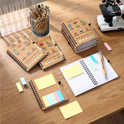 Jetec 48 Set 2026 CNA Week Gifts Bulk Nurse Appreciation Gift Set Small Inspirational Kraft Spiral Nursing Notebooks with Sticky Notes Pens for Healthcare Medical Hospital Coworker Staff Office