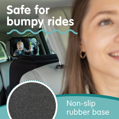 Onco Baby-Autospiegel für nach hinten gerichtete Kindersitze (2 Stück) – 100 % bruchsicher & rüttelfest, preisgekrönter konvexer Autospiegel für Babys mit 360°-Drehung, Neugeborenen-Essentials (24,4 x 17,5 cm)