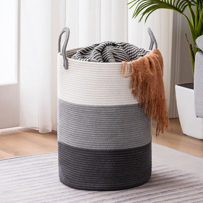 Woven Rope Laundry Hamper Basket by YOUDENOVA, 72L Tall Luandry Basket, Baby Nursery Hamper for Blanket Storage in Bedroom-Large-Jute