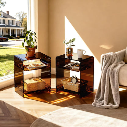 Acrylic End Table with Storage Shelf: A Stylish and Practical Addition to Any Room