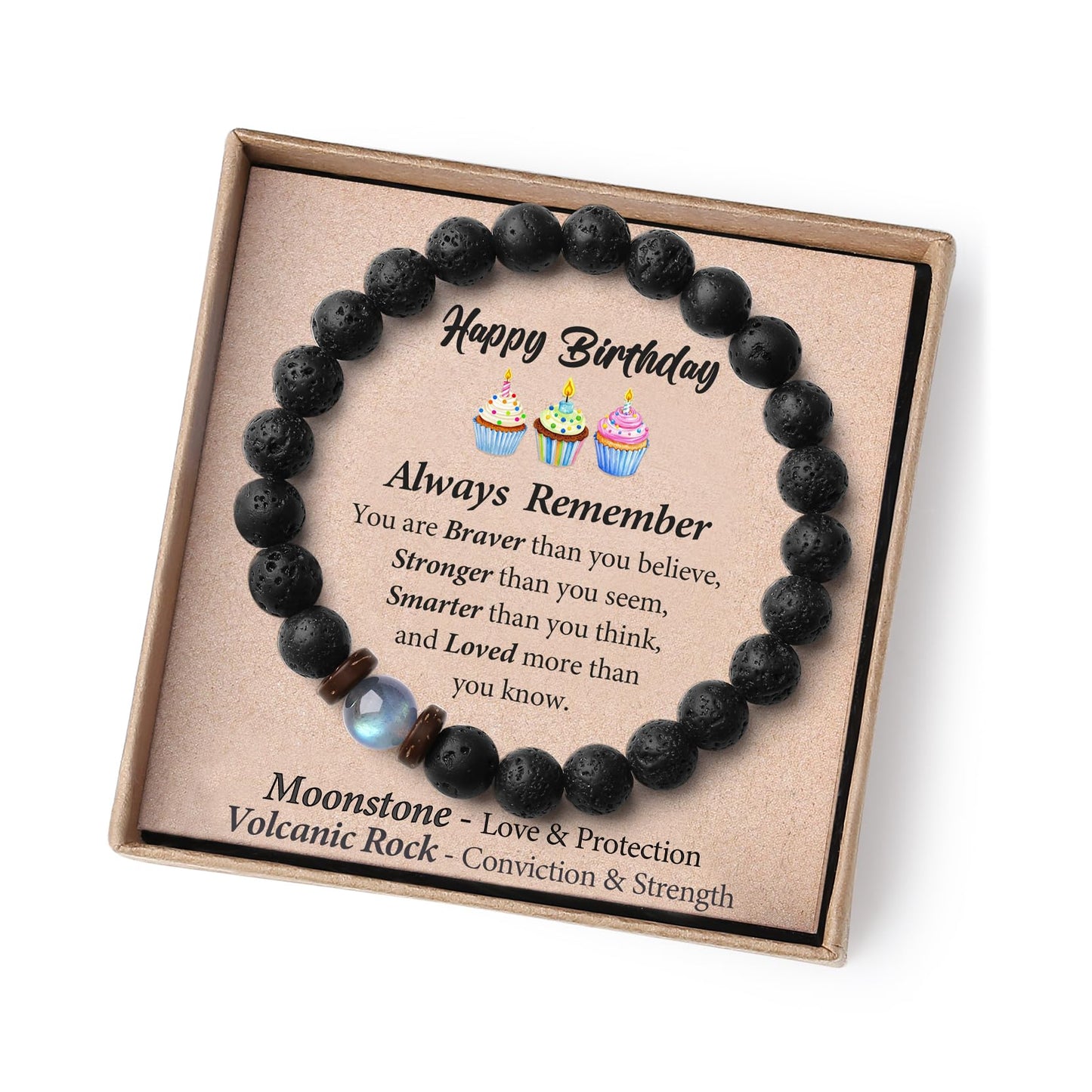 THEMEROL Handmade Gifts for Boys/Men-Love/Strength-Natural Gemstone Bracelet for Son Grandson Dad Boyfriend Husband Brother Nephew Uncle