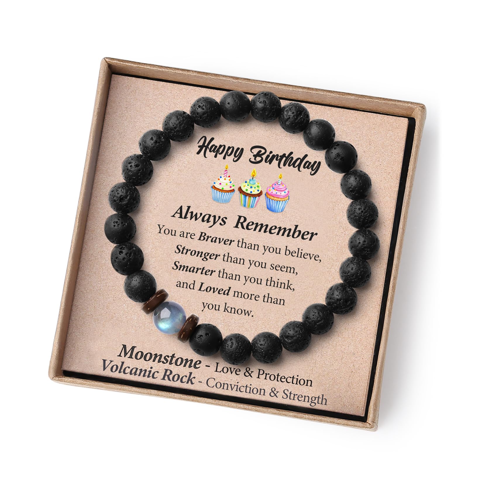 THEMEROL Handmade Gifts for Boys/Men-Love/Strength-Natural Gemstone Bracelet for Son Grandson Dad Boyfriend Husband Brother Nephew Uncle