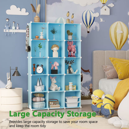 C&AHOME Cube Storage Organizer, 16-Cube Shelves Units, Plastic Storage Cubes, DIY Closet Organizer, Modular Closet Storage Shelves Ideal for Home, Bedroom, 48.4" L × 12.4" W × 48.4" H Black SUM3016H