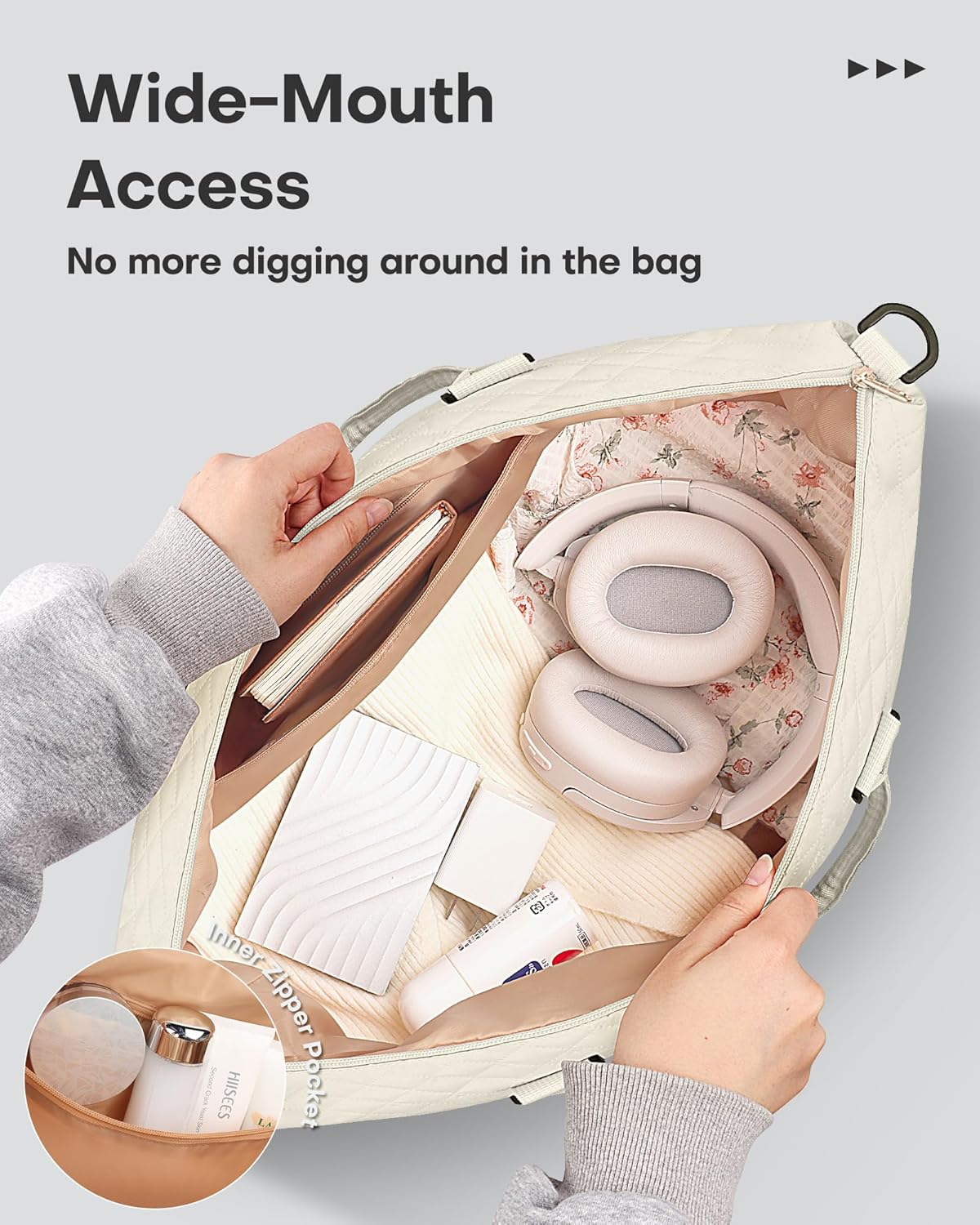 HOTOR Reisetasche - Große Weekender-Tasche für Frauen, Handgepäck mit Schuhfach, Übernachtungstasche mit Kulturtasche für Reiseutensilien und Reisezubehör, Schwarz, 34,0 x 45,0 x 20,0 cm