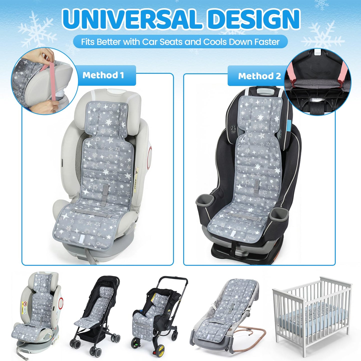 Orzbow Car Seat Cooling Pad with Insulated Bag, Carseat Cooler Pad for Babies Toddler Kids Infant, Portable Baby Cooling Pad for Hot Summer to Keep Comfortable, Blue