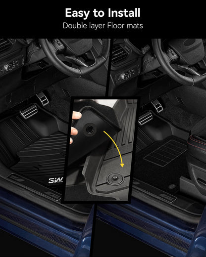 3W Floor Mats for Toyota Tacoma 2024 2025 2026 Double Cab Auto Tran(Not Fit Hybrid & XtraCab), TPE All Weather Custom Fit Floor Liner for Tacoma TRD/SR/SR5/limited Car Liners.