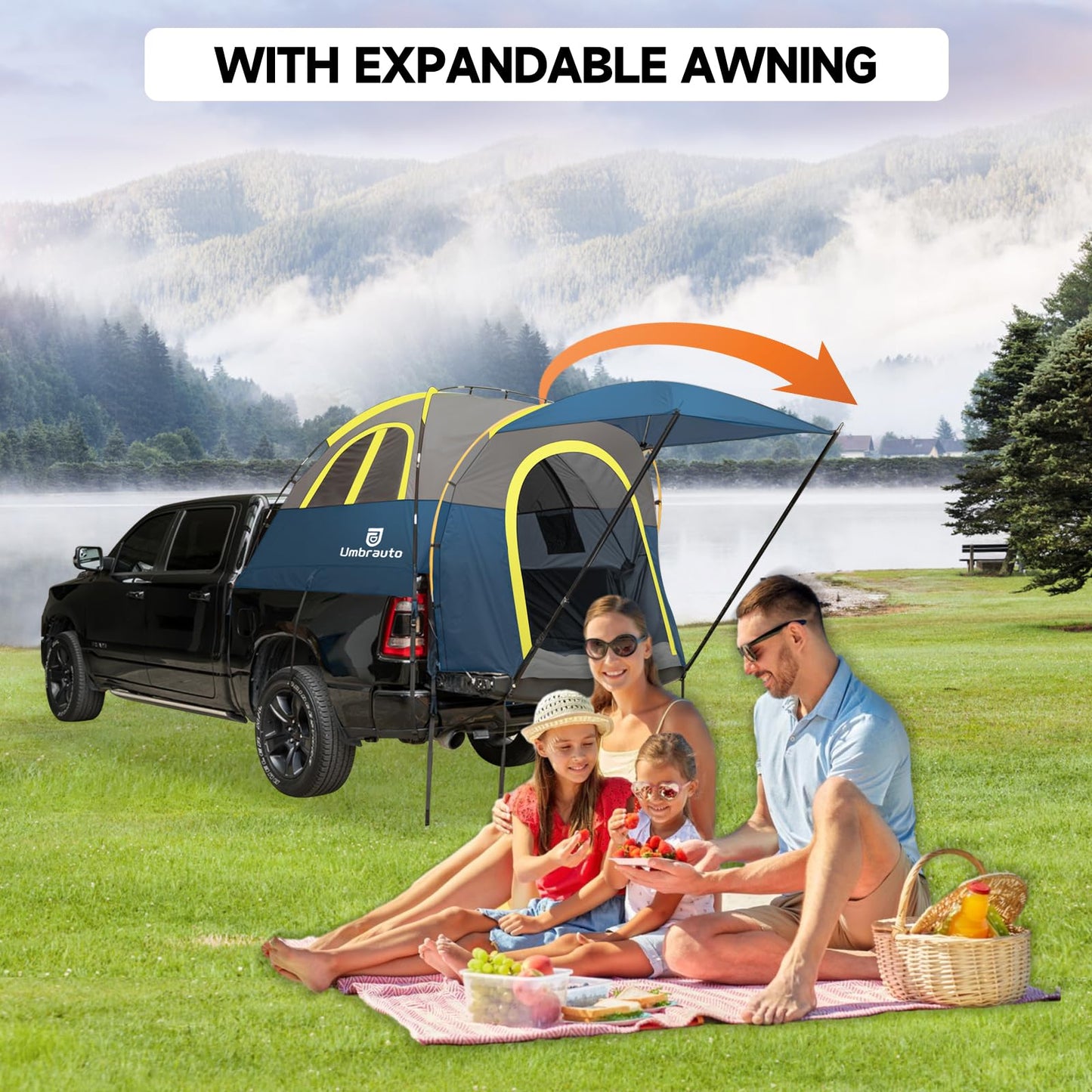 Truck Bed Tent 5.5-6ft: Easy Set Up Umburato Pickup Truck Tents for Camping, Waterproof PU3000mm Canopy for Truck Camper, Portable, Spacious for 2 Person Green