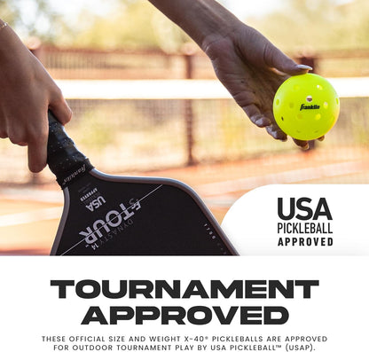 Franklin Sports Outdoor-Pickleballs – X-40 Pickleballbälle – von USA Pickleball (USAPA) zugelassen – offizieller US Open Ball – 3er-, 12er- und 100er-Bulk-Packs Pickleballs